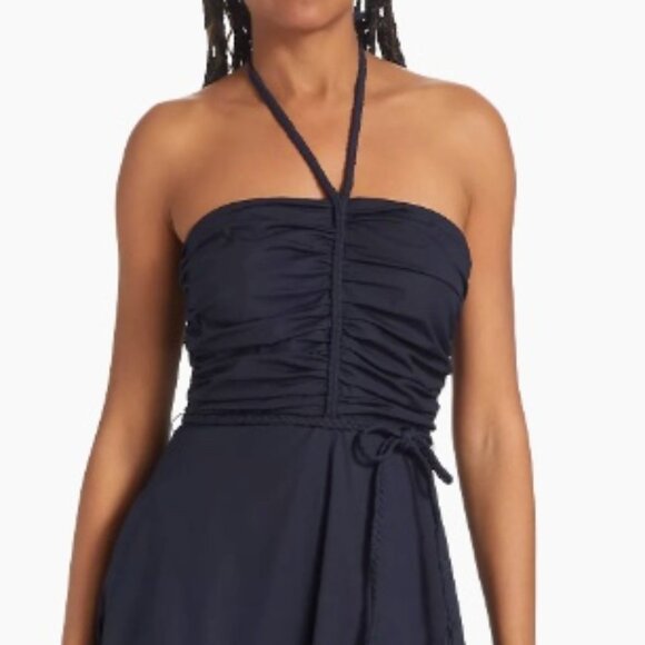 Veronica Beard Tucker Ruched Halter Midi - Picture 1 of 6